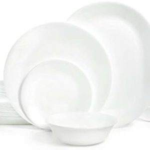 Corelle Vitrelle 38-Piece Dinnerware Set for 12 - Lightweight, Chip Resistant, Triple Layer Glass, Ideal for Everyday Us