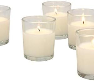 Stonebriar Unscented Long Burning Votive Candles - 48 Pack | Clear Glass Ivory | Ideal for Home Decor, Events & Gatherin