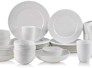 Mikasa Annabelle Bone China Dinnerware Set | 40-Piece | Lightweight & Chip-Resistant | Service for 8 | Elegant White Por