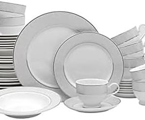 Mikasa Parchment 40-Piece Dinnerware Set - Durable Porcelain Plates, Bowls & Mugs for 8 - Contemporary Design, Dishwashe