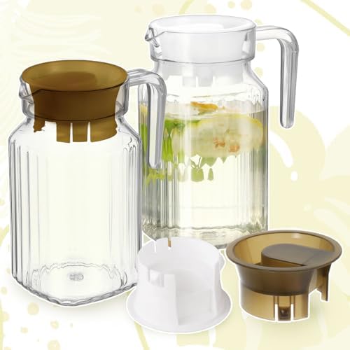 2 Pcs Food Grade Plastic Water Pitcher Lids for Glass Bistro Pitchers – Leak-Proof Design & Freshness Seal for Ultimate