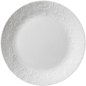 Corelle Embossed Bella Faenza Dinner Plates Set of 4 - Durable Dinnerware for Family Meals - Elegant Design for Everyday
