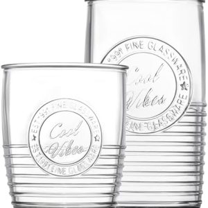 Le'raze Original Mason Drinking Glasses Set of 8 - 4 Highball Tumblers (18oz) & 4 Whiskey Cups (13oz) for Home Use | Per