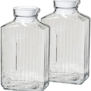 Anchor Hocking 2 Quart Bistro Pitcher Set with Lid for Home & Kitchen, Ideal for Beverages, Durable Glass, Dishwasher Sa