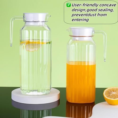 2 Pcs Food Grade Plastic Water Pitcher Lids for Glass Bistro Pitchers – Leak-Proof Design & Freshness Seal for Ultimate