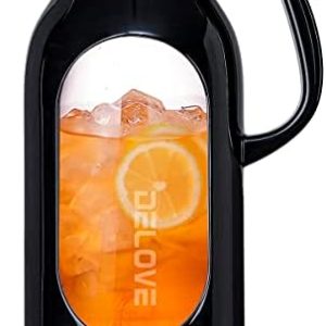 Delove 68 oz Glass Pitcher - Shatterproof Shell - Perfect for Iced Tea & Juice - Heat Resistant - Stainless Steel Lid -