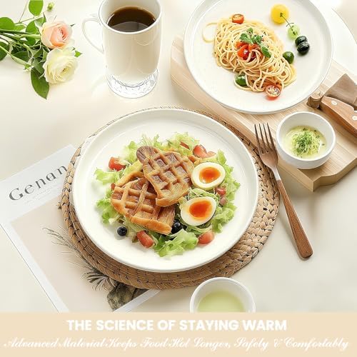 Ceramic Dinnerware Sets for 4 | Scratch Resistant 12-Piece Dish Set | Microwave & Dishwasher Safe | Elegant Cream White