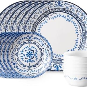 Corelle Vitrelle 18-Piece Dinnerware Set - Lightweight, Chip Resistant Plates and Bowls - Service for 6 - Perfect for Ev